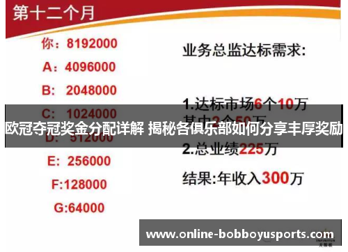 欧冠夺冠奖金分配详解 揭秘各俱乐部如何分享丰厚奖励